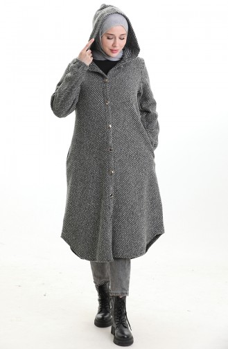 Hooded Buttoned Cashmere Coat 0201-03 Khaki 0201-03