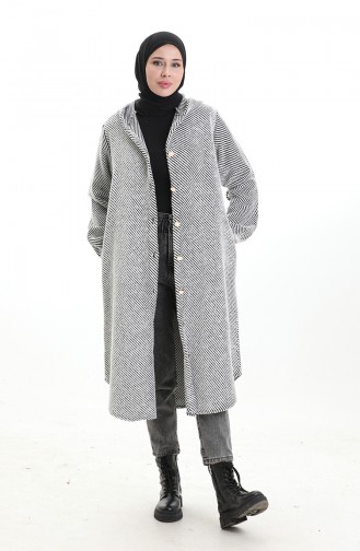 Hooded Buttoned Cashmere Coat 0201-04 White 0201-04