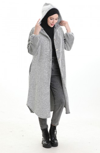 Hooded Buttoned Cashmere Coat 0201-04 White 0201-04
