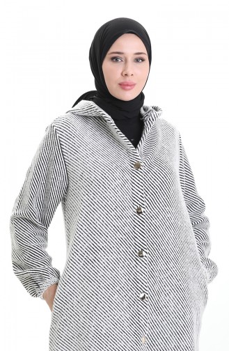 Hooded Buttoned Cashmere Coat 0201-04 White 0201-04