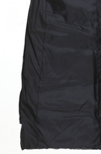 Hooded Zippered Puffer Jacket 0203-01 Black 0203-01
