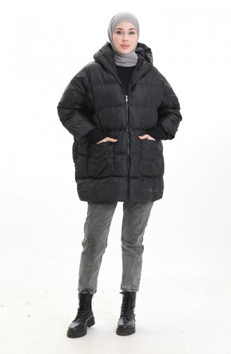 Doudoune Zippée à Capuche 0204-01 Noir 0204-01