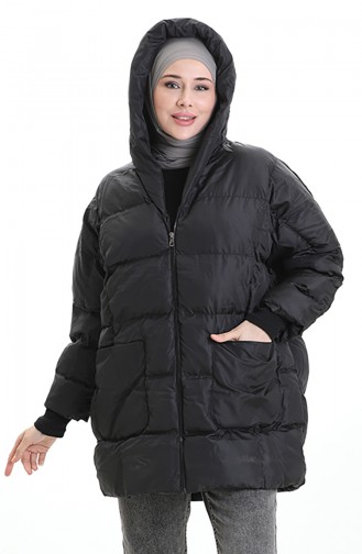 Doudoune Zippée à Capuche 0204-01 Noir 0204-01
