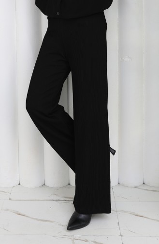 Fitilli Bol Paça Pantolon 0174-01 Siyah