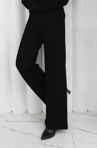 Ribbed Wide Leg Trousers 0174-01 Black 0174-01
