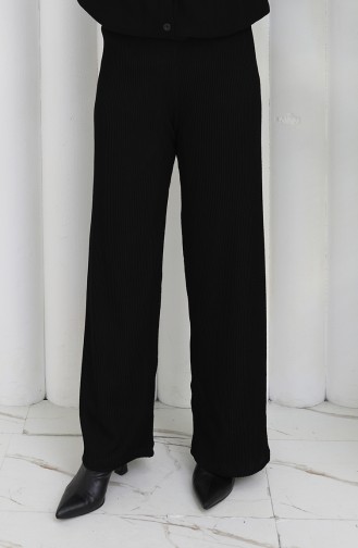 Fitilli Bol Paça Pantolon 0174-01 Siyah