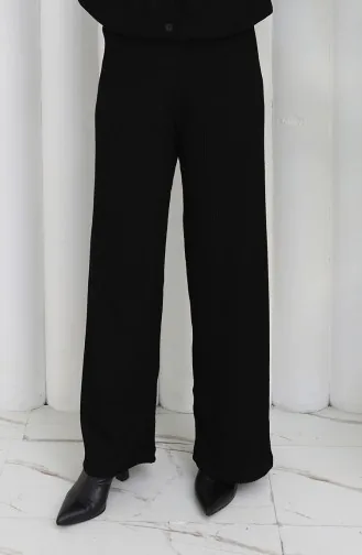 Ribbed Wide Leg Trousers 0174-01 Black 0174-01