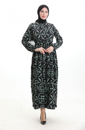 Viscose Fabric Tied Waist Dress 7134-01 Almond Green 7134-01