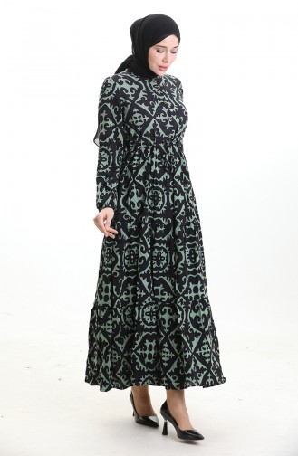 Viscose Fabric Tied Waist Dress 7134-01 Almond Green 7134-01