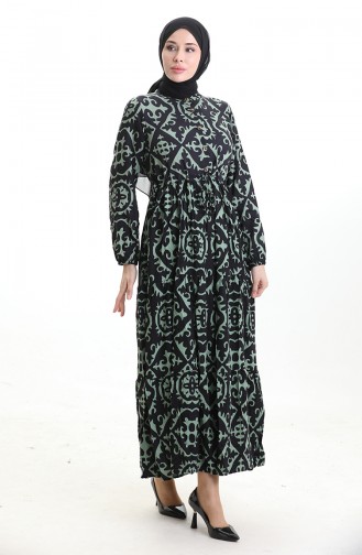Viscose Fabric Tied Waist Dress 7134-01 Almond Green 7134-01
