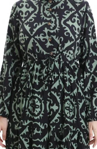 فستان من قماش الفيسكوز بخصر مربوط 7134-01 أخضر لوزي 7134-01