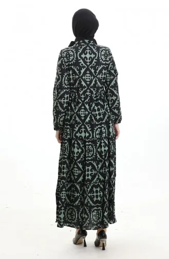 فستان من قماش الفيسكوز بخصر مربوط 7134-01 أخضر لوزي 7134-01