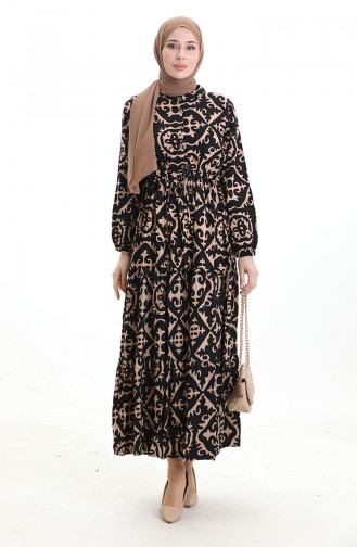 Viscose Fabric Tied Waist Dress 7134-02 Mink 7134-02