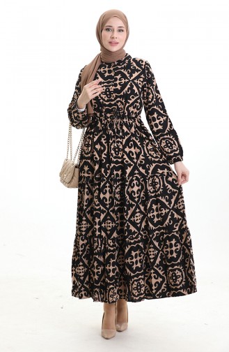 Viscose Fabric Tied Waist Dress 7134-02 Mink 7134-02