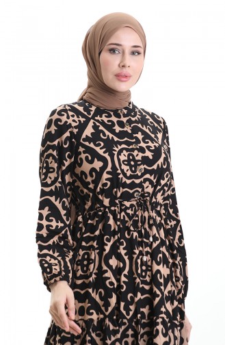 Viscose Fabric Tied Waist Dress 7134-02 Mink 7134-02