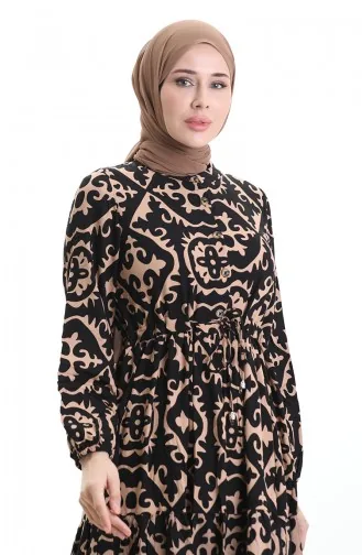 فستان من قماش الفيسكوز بخصر مربوط 7134-02 من المنك 7134-02