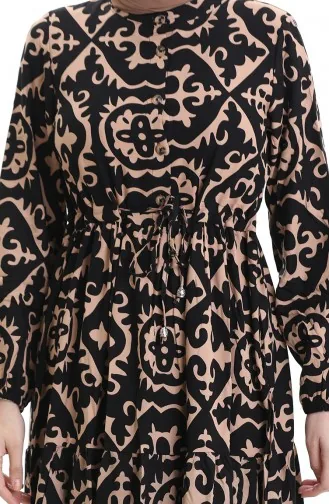 فستان من قماش الفيسكوز بخصر مربوط 7134-02 من المنك 7134-02