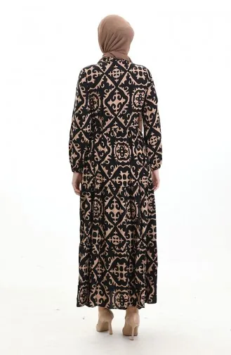 فستان من قماش الفيسكوز بخصر مربوط 7134-02 من المنك 7134-02