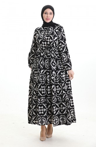 Viscose Fabric Tied Waist Dress 7134-03 Black 7134-03