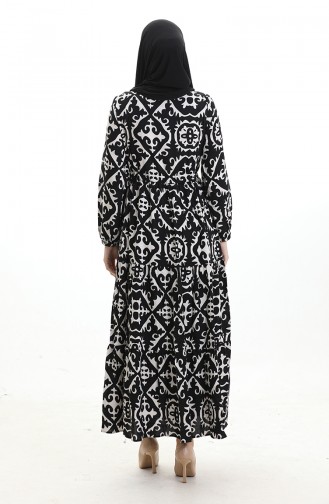 Viscose Fabric Tied Waist Dress 7134-03 Black 7134-03