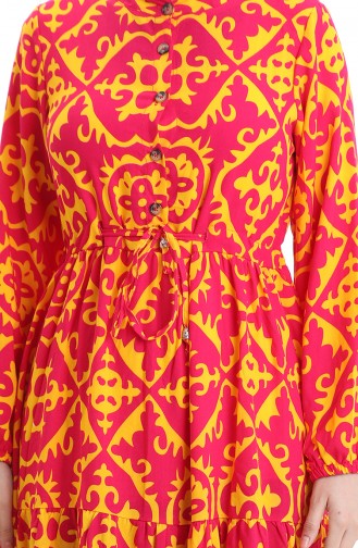 Viscose Fabric Tied Waist Dress 7134-04 Fuchsia 7134-04