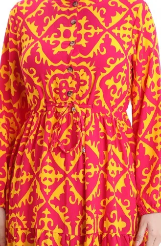 Viscose Jurk Met Tailleband 7134-04 Fuchsia 7134-04