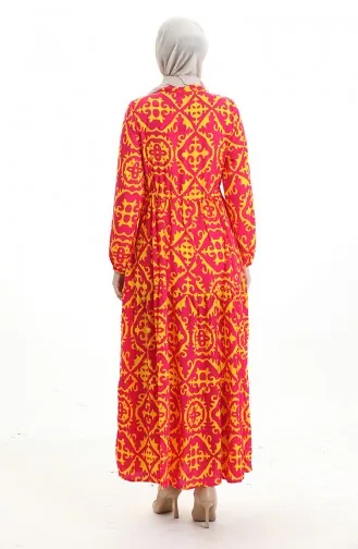 Viscose Jurk Met Tailleband 7134-04 Fuchsia 7134-04