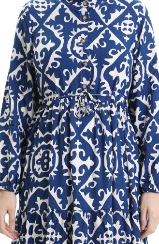 Viscose Fabric Tied Waist Dress 7134-05 Blue 7134-05
