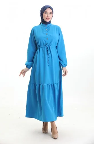 Halfgeknoopte Jurk Met Strik In De Taille 0182-03 Turquoise 0182-03