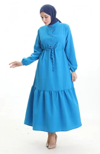 Halfgeknoopte Jurk Met Strik In De Taille 0182-03 Turquoise 0182-03