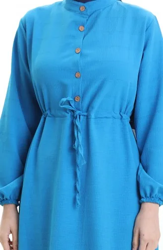 Halfgeknoopte Jurk Met Strik In De Taille 0182-03 Turquoise 0182-03