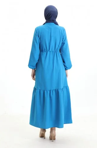 Halfgeknoopte Jurk Met Strik In De Taille 0182-03 Turquoise 0182-03