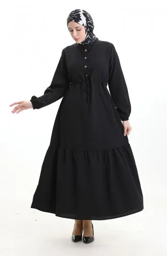 Halfgeknoopte Jurk Met Strik In De Taille 0182-09 Zwart 0182-09