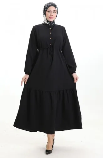 Halfgeknoopte Jurk Met Strik In De Taille 0182-09 Zwart 0182-09