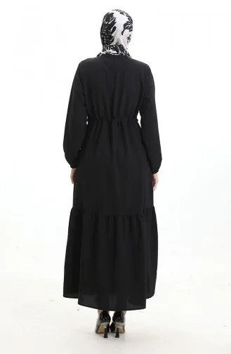 Halfgeknoopte Jurk Met Strik In De Taille 0182-09 Zwart 0182-09