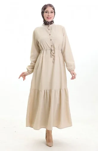 Halfgeknoopte Jurk Met Strik In De Taille 0182-10 Beige 0182-10