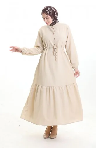 Halfgeknoopte Jurk Met Strik In De Taille 0182-10 Beige 0182-10