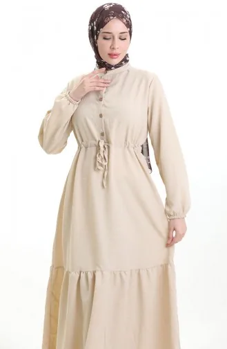 Halfgeknoopte Jurk Met Strik In De Taille 0182-10 Beige 0182-10