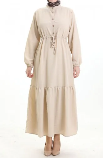 Halfgeknoopte Jurk Met Strik In De Taille 0182-10 Beige 0182-10