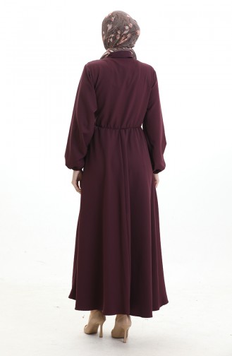 Double-Breasted Buttoned Belted Dress 0198-01 Plum 0198-01