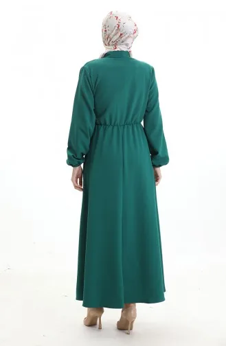 Zweireihiges Kleid Mit Knöpfen Und Gürtel 0198-02 Smaragdgrün 0198-02