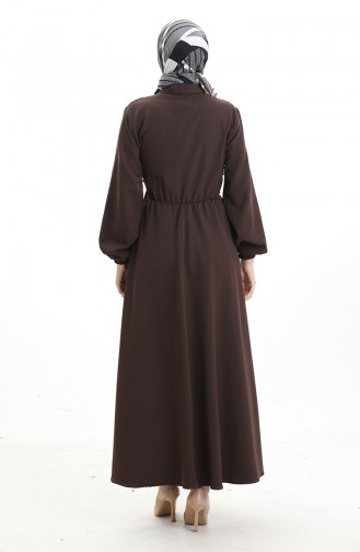 Robe Croisée Boutonnée Avec Ceinture 0198-05 Marron 0198-05