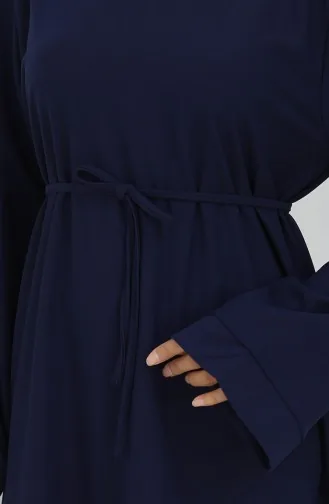 Kleid Mit Schnürung Und Manschettenärmeln 2160-02 Marineblau 2160-02