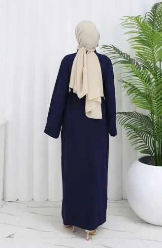 Kleid Mit Schnürung Und Manschettenärmeln 2160-02 Marineblau 2160-02