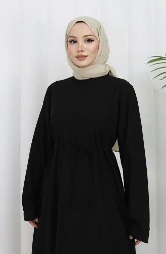 Kleid Mit Schnürung Und Manschettenärmeln 2160-03 Schwarz 2160-03