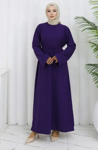 Lace-Up Dress With Cuffed Sleeves 2160-04 Purple 2160-04