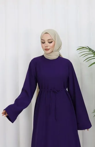 Lace-Up Dress With Cuffed Sleeves 2160-04 Purple 2160-04