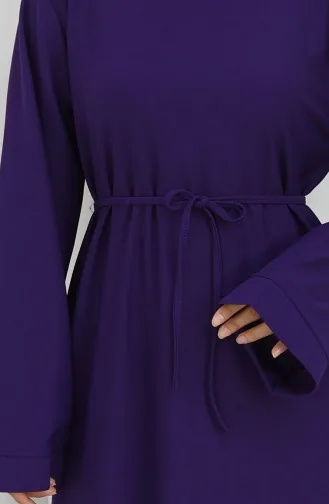 Lace-Up Dress With Cuffed Sleeves 2160-04 Purple 2160-04
