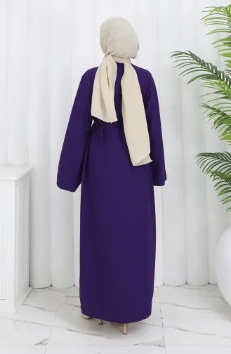 Lace-Up Dress With Cuffed Sleeves 2160-04 Purple 2160-04