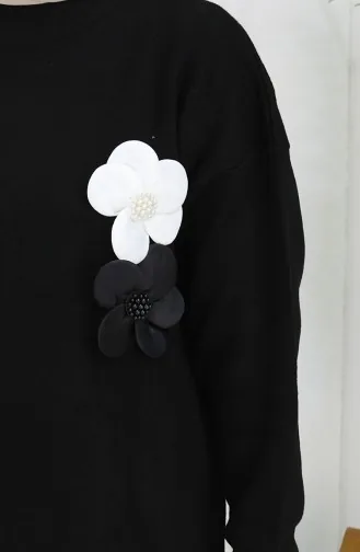 بدلة محبوكة من قطعتين، سترة وبنطلون بياقة مدورة، لون أسود، 1015-01 1015-01